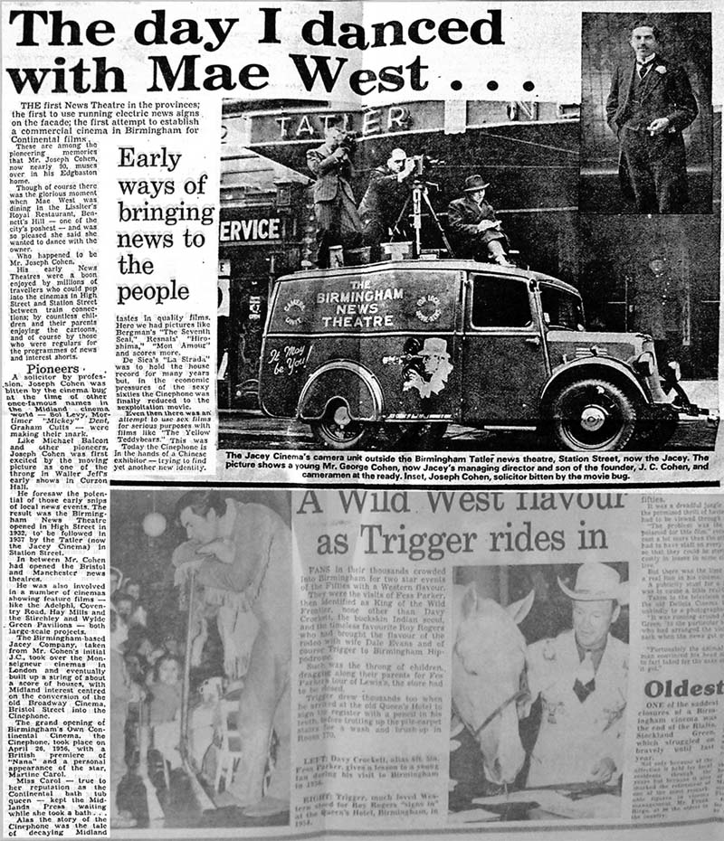 "The Day I Danced With Mae West..." ' Birmingham Mail' 9th April 1979 Page No ?
