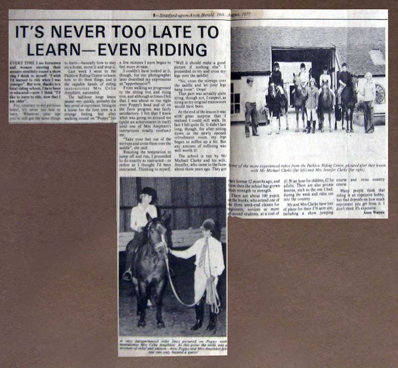 A report about our Riding school at Pathlow Farm