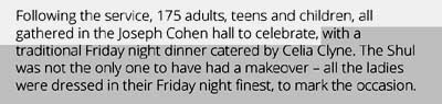 Mention of the Joseph Cohen Communal Hall.  John Neville Cohen 