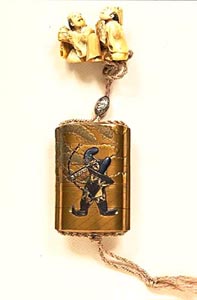 Japanese Inro with fine metal work and Netsuke, John Neville Cohen