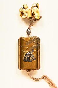 Japanese Inro with metal work and Netsuke, John Neville Cohen