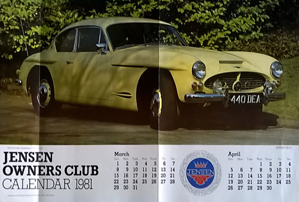 Our Jensen 541S featured in The Jensen Owners Club Calendar 1981 John Neeville Cohen