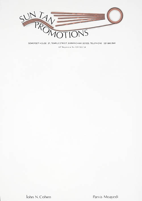 Sun Tan Promotions Notepaper