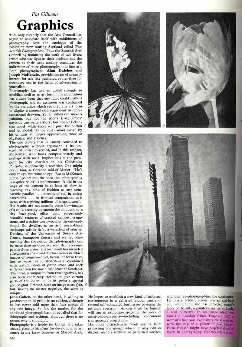 Write up about John Neville Cohen's Photography and about his gallery for photography in Marble Arch, London