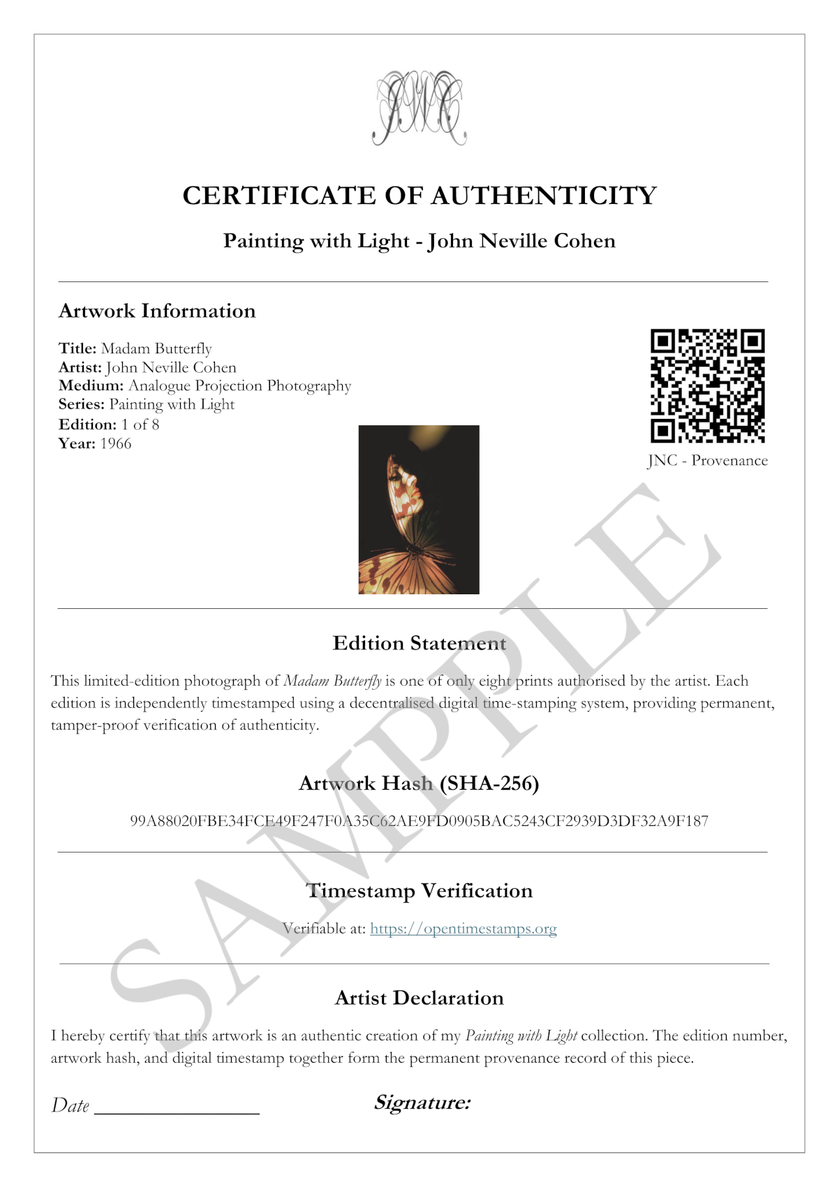 Sample Certificate