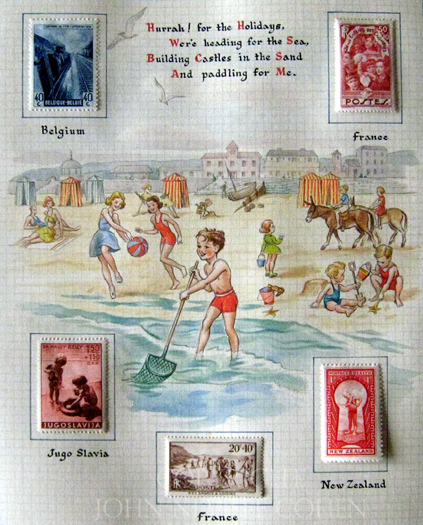 Holidays, for a postage stamp collecting album by George and Betty Cohen and Richard Hillman