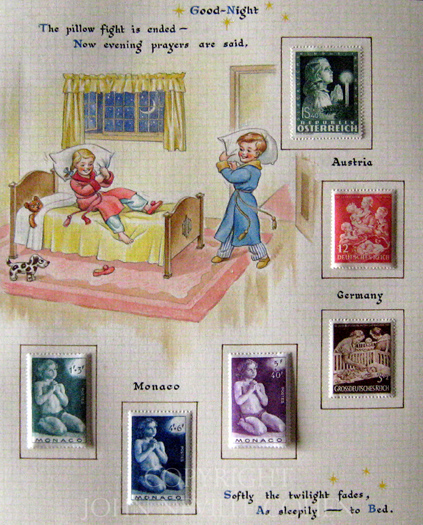 Good night, for a postage stamp collecting album by George and Betty Cohen and Richard Hillman