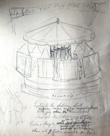 Sketch - Fun of the Fair, for a postage stamp collecting album