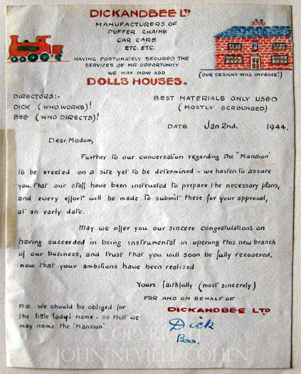 Dick and Bee, Letter about making a Doll's House