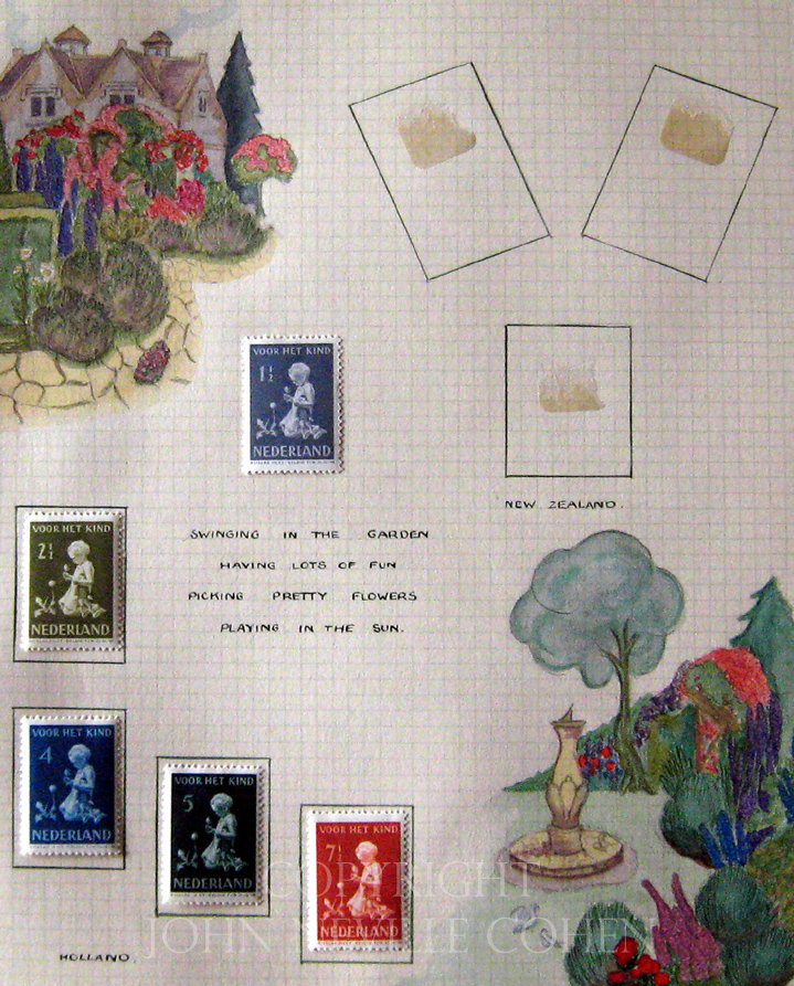 Garden paintings, for a postage stamp collecting album