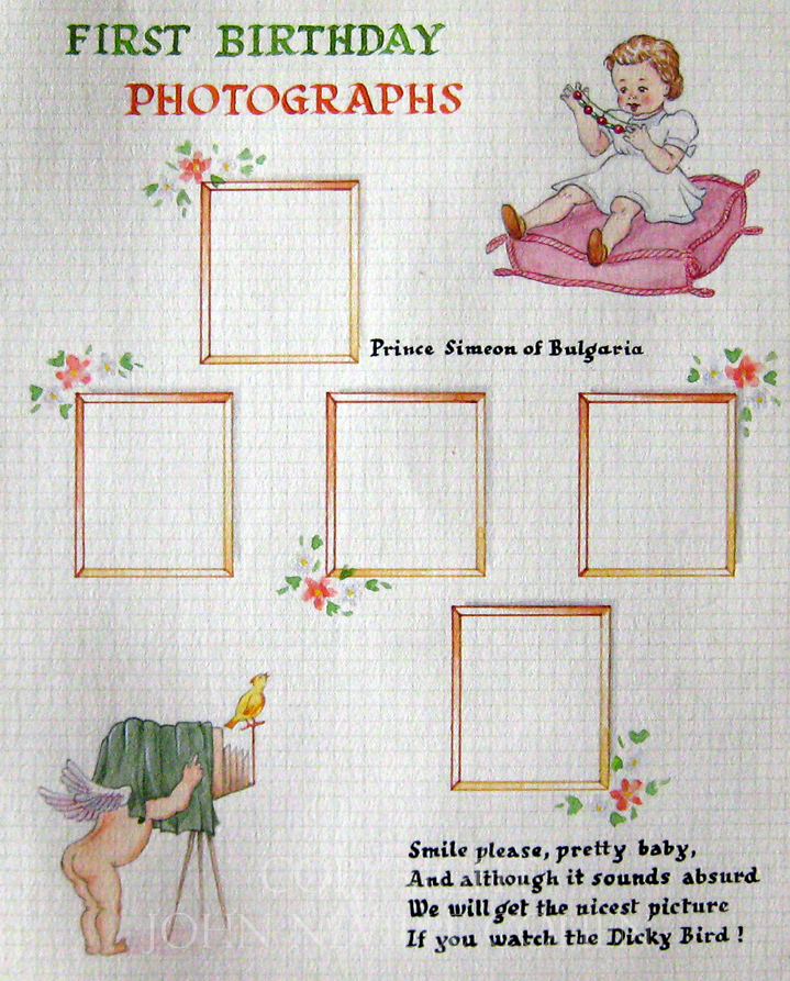 First Birthday photographs, for a postage stamp collecting album