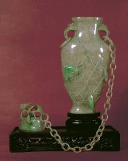 Jade Chained Chinese Vase and lid, John Neville Cohen
