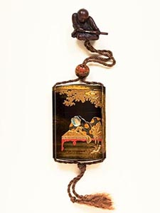 The netsuke with an inro depicting Rosei's dream