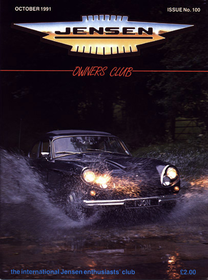 Our Jensen CV8 on the Front Cover of the 100th issue of The Jensen Owners Club Magazine October 1991. John Neville Cohen